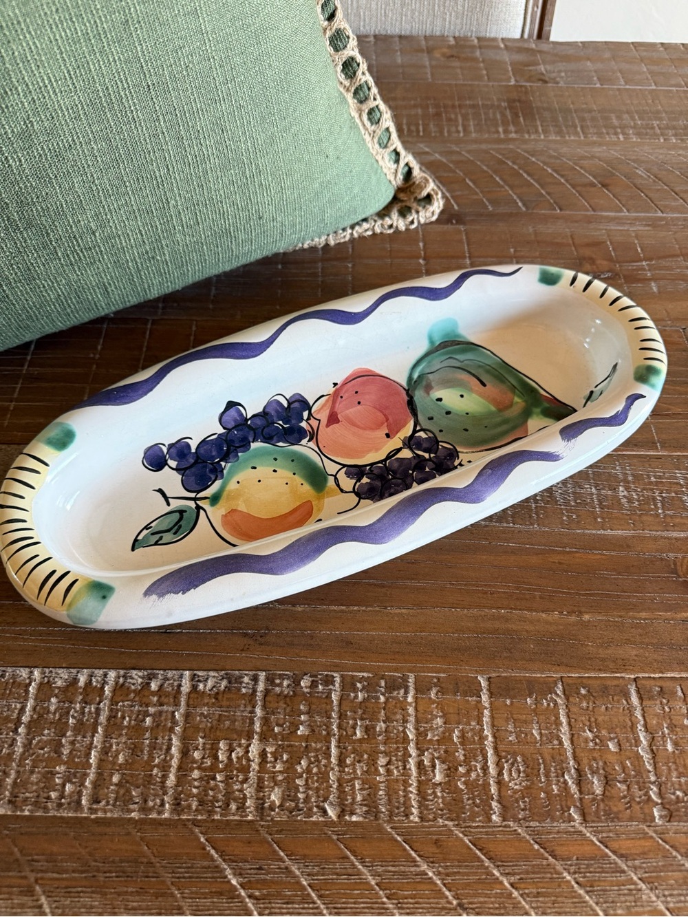 Vintage Westfall Studio Art Pottery Long Oval Fruit Bowl Serving Platter Signed